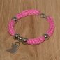 Mobile Preview: Strickarmband aus 100 % Baumwollgarn in rosa mit Charm "Fuchs" sowie 4 Perlen aus Edelstahl 304