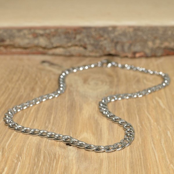 1 Edelstahl Schlangenkette Halskette Halsschmuck 52cm Silberfarbe L/P 