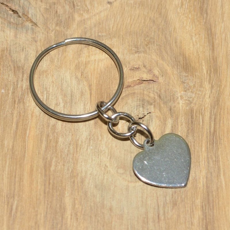 Herz Charm mit Schlüsselring für Schlüsselanhänger - komplett aus Edelstahl 304, optional mit Gravur