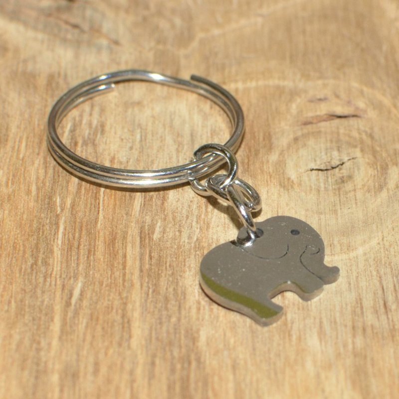 Schlüsselanhänger Elefant mit Schlüsselring - komplett aus Edelstahl 304 ♡ wasserfest & allergikerfreundlich ♡ optional mit Glasperle und Gravur ♡ auch als Charm-Anhänger mit Karabiner erhältlich